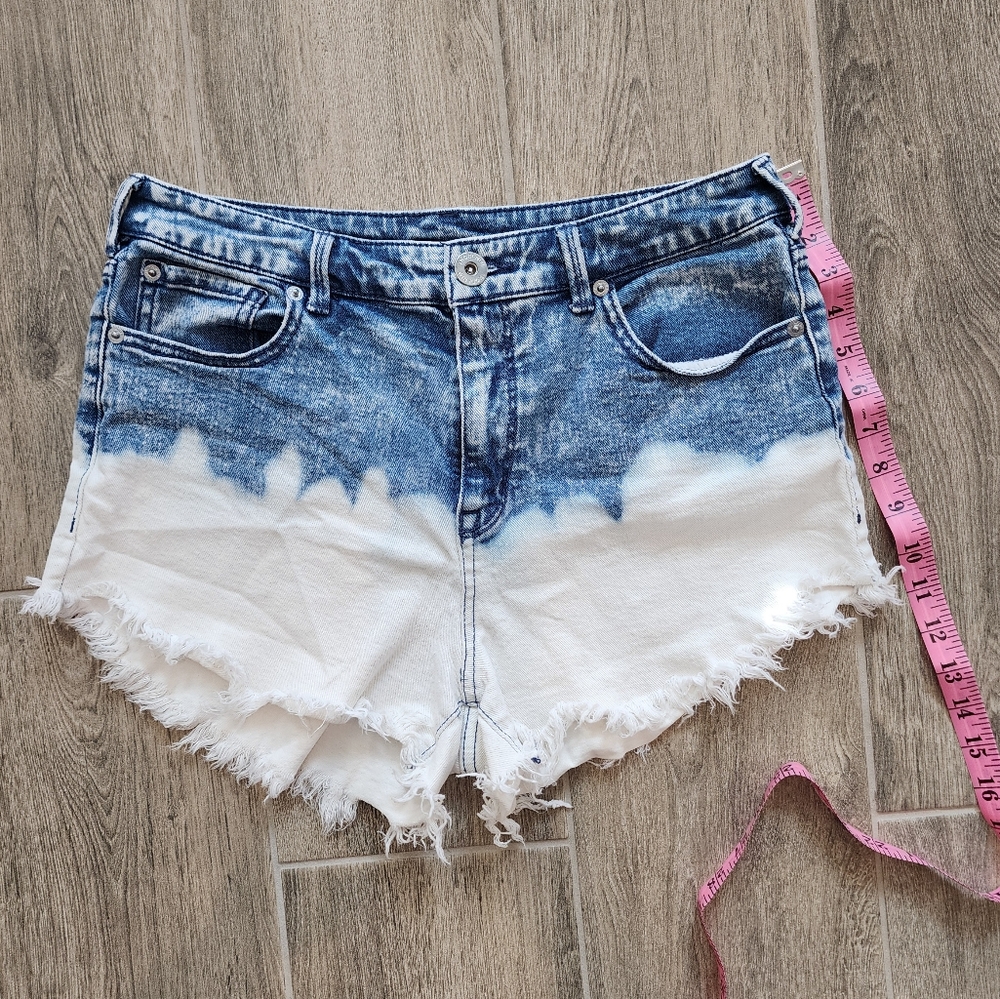 INC International Concepts Blue and White Jean Shorts Distressed Design